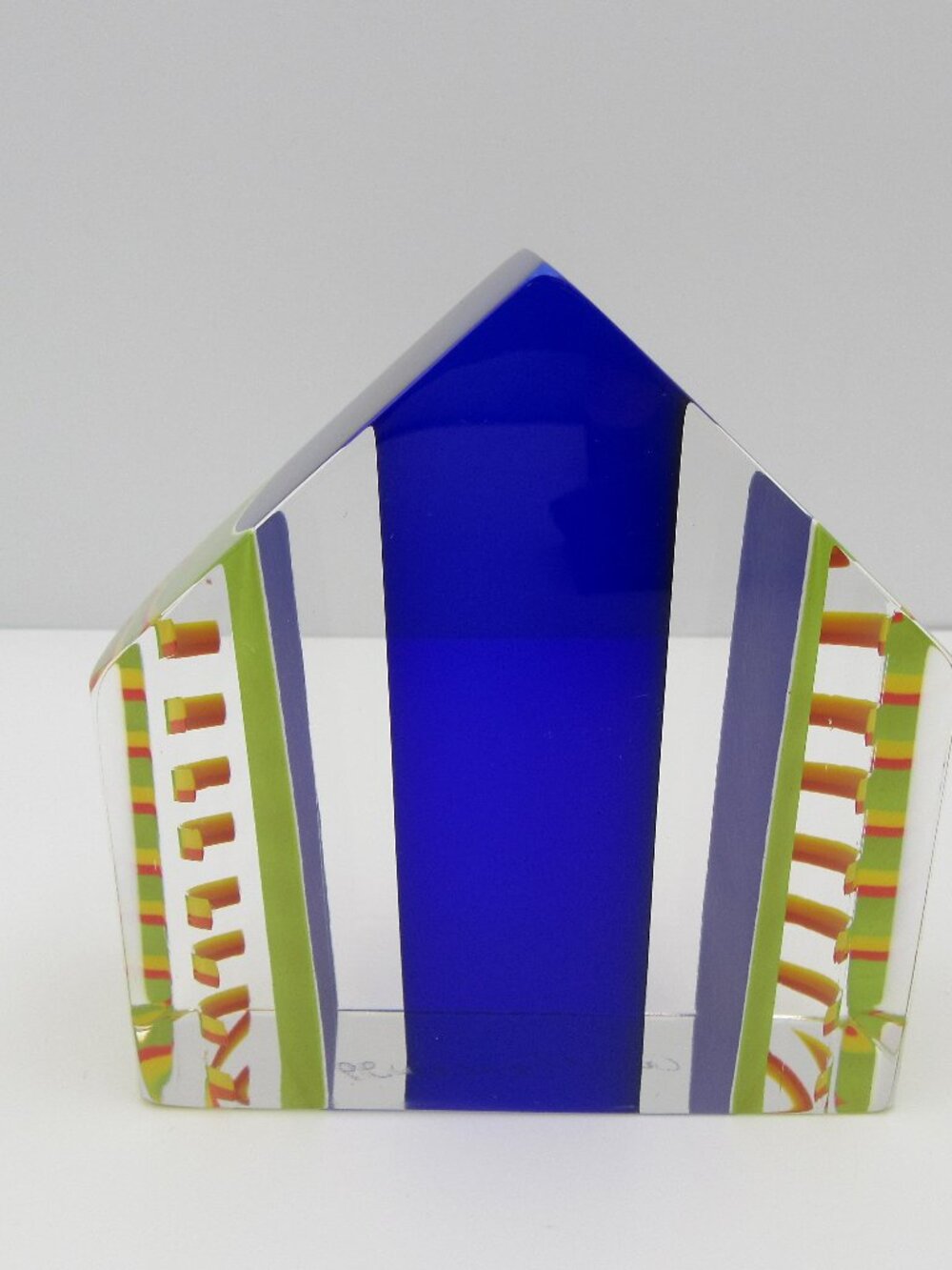 A. Garcia 99 Faceted Geometric Paperweight Art Glass SIGNED
